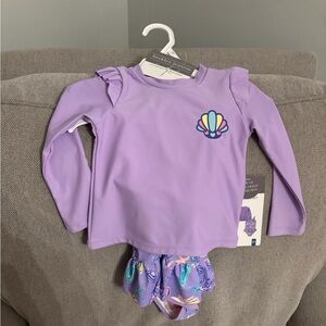 Purple Kids Swim Set with Shell Design